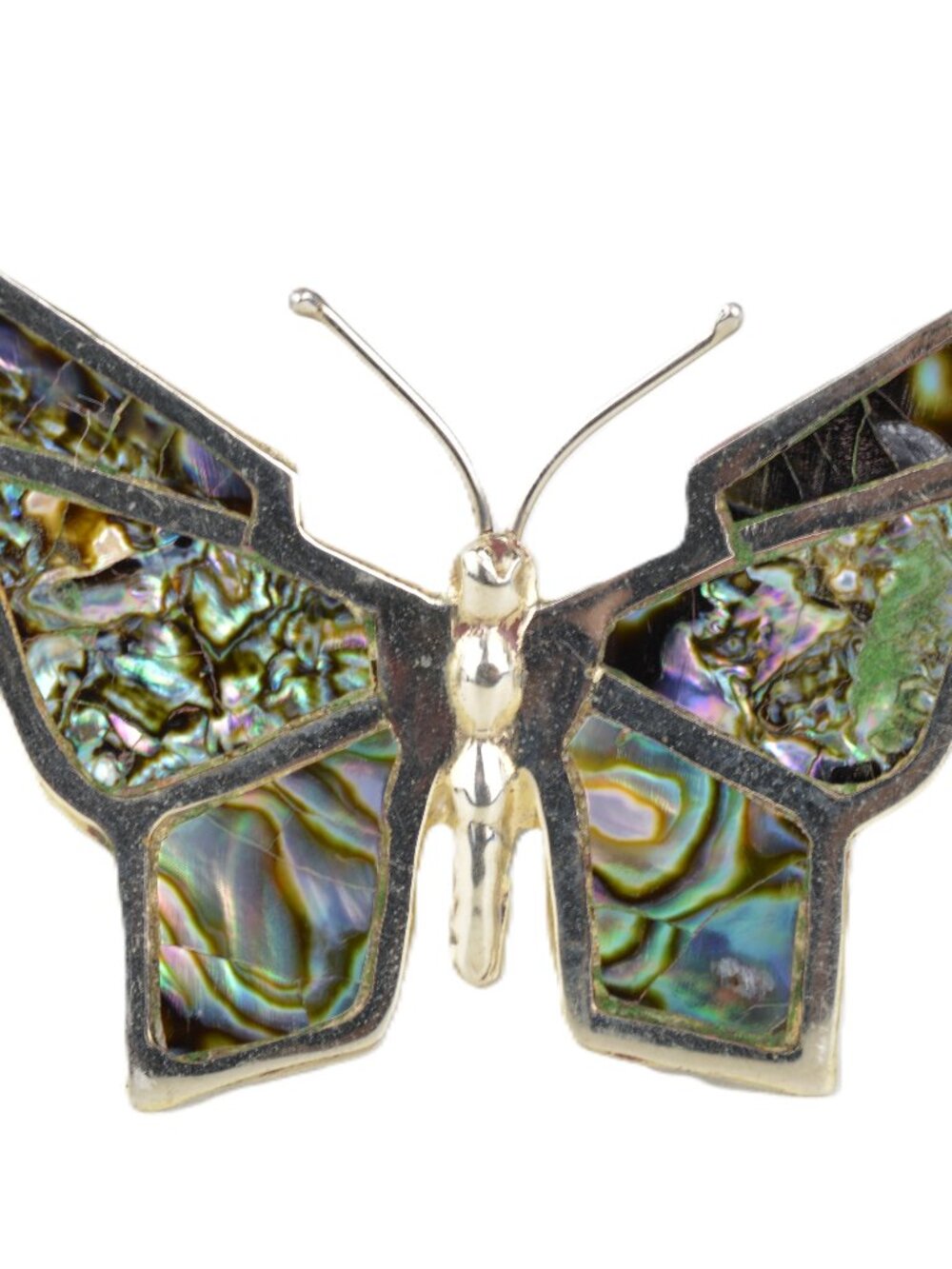 Vintage Taxco Mexico Sterling Silver Abalone Shell Butterfly Pendant Eagle 13